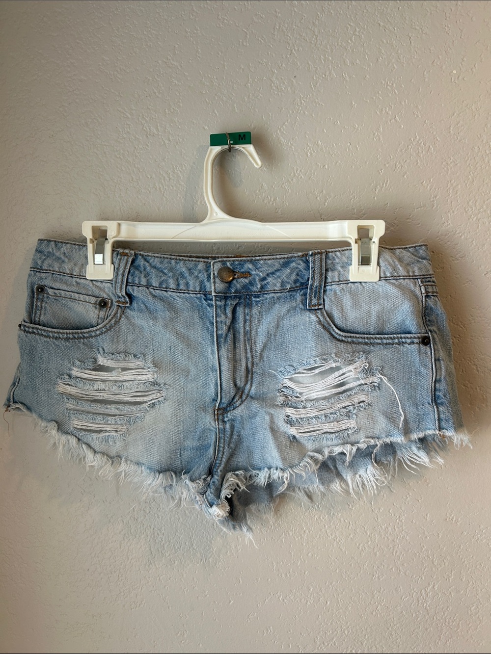 Forever 21 Light Blue Distressed Denim Cutoff Shorts